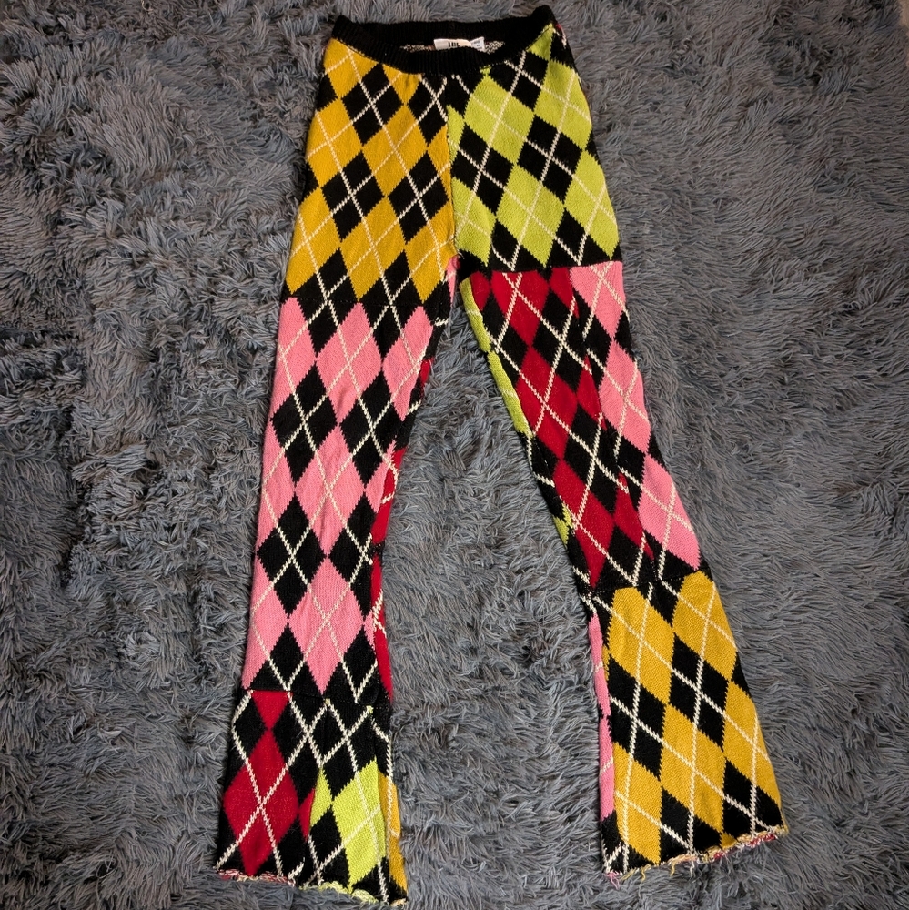 The Ragged Priest Multicolor Argyle Knit Pants